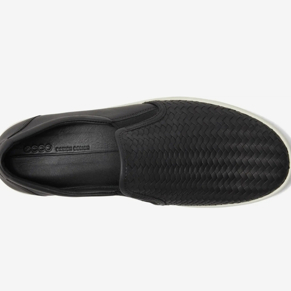 Ecco $175 soft Black woven Cow Leather cushioned slip-on loafers shoes - Picture 7 of 11